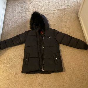 Guess black puffer jacket for girls